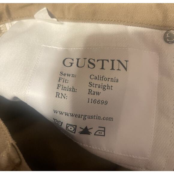 Gustin Men's 38 Brown Selvedge Twill 5 Pocket Straight Leg Pants NWOT - Picture 4 of 4